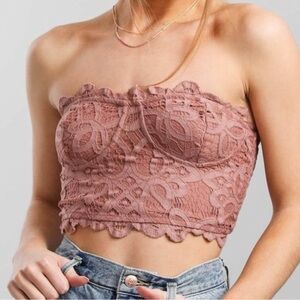 Free People Adela rose lace corset bra top size small New with tags